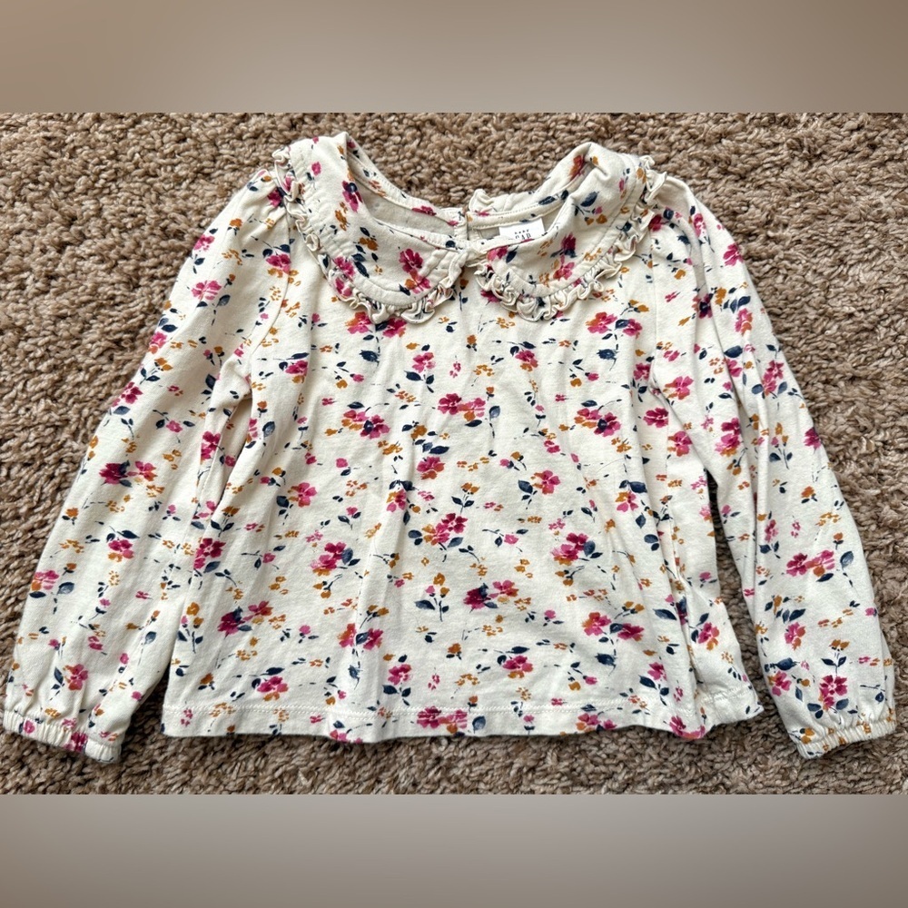 babyGap Girls Floral Peter Pan Collar Top | Puff Sleeve | Size 3T - Picture 2 of 6